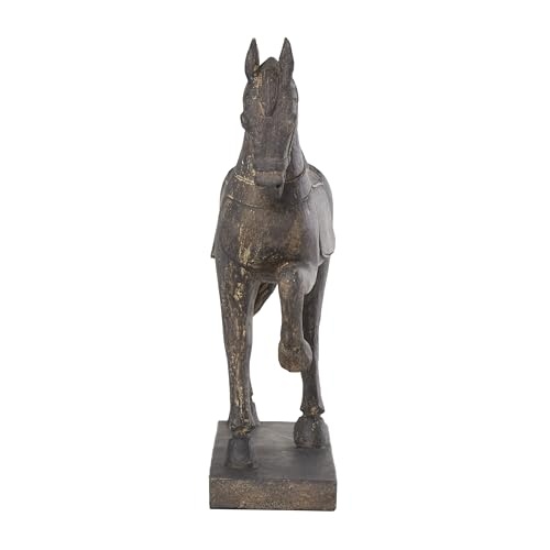Deco 79 Polystone Horse Decorative Sculpture Prancing Home Decor Statue, Accent Figurine 14" x 4" x 15", Brown - Image 12
