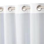 Room Darkening Blackout Window Curtain with Grommets, 52 x 84 Inches, White - Set of 2 - Image 5