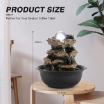 WICHEMI Indoor Fountains Tabletop Fountain Waterfall Fountain Indoor Water Feature Stacked Rocks Feng Shui Zen Meditation Relaxation Desktop Fountain with LED Light for Home and Office Decor(Style 5) - Image 3