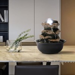 WICHEMI Indoor Fountains Tabletop Fountain Waterfall Fountain Indoor Water Feature Stacked Rocks Feng Shui Zen Meditation Relaxation Desktop Fountain with LED Light for Home and Office Decor(Style 5) - Image 6