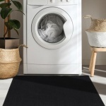 Machine Washable Modern Solid Design Non-Slip Rubberback 2x3 Traditional Area Rug for Entryway, Bedroom, Kitchen, Bathroom, 2'3" x 3', Black - Image 2