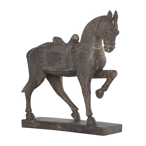 Deco 79 Polystone Horse Decorative Sculpture Prancing Home Decor Statue, Accent Figurine 14" x 4" x 15", Brown - Image 10
