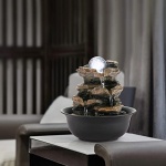 WICHEMI Indoor Fountains Tabletop Fountain Waterfall Fountain Indoor Water Feature Stacked Rocks Feng Shui Zen Meditation Relaxation Desktop Fountain with LED Light for Home and Office Decor(Style 5) - Image 2