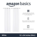 Room Darkening Blackout Window Curtain with Grommets, 52 x 84 Inches, White - Set of 2 - Image 8