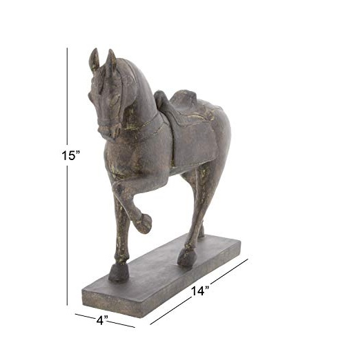 Deco 79 Polystone Horse Decorative Sculpture Prancing Home Decor Statue, Accent Figurine 14" x 4" x 15", Brown - Image 19