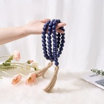 OMISHE 59in Wood Bead Garland with Tassels, Wooden Beads Garland, Decorative Beads Garland Decor, Farmhouse Beads Garland for Wall Hanging Home Festival Decor, Navy Blue - Image 8