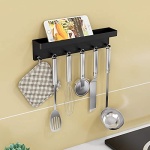 MKO Decorative Wall Mounted Mail Organizer and Key Holder with Tray - 6 Stainless Steel Key Hooks for Hallway Kitchen Farmhouse Decor (Black) - Image 4