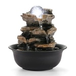 WICHEMI Indoor Fountains Tabletop Fountain Waterfall Fountain Indoor Water Feature Stacked Rocks Feng Shui Zen Meditation Relaxation Desktop Fountain with LED Light for Home and Office Decor(Style 5)