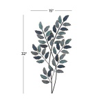 Deco 79 Metal Leaf Home Decor, Wall Art 15" x 1" x 32", Blue - Image 6