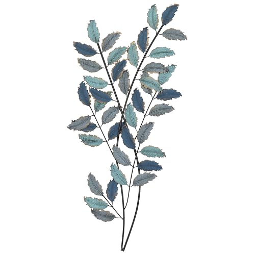 Version 1.0.0 Deco 79 Metal Leaf Home Decor, Wall Art 15" x 1" x 32", Blue - Image 1