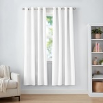Room Darkening Blackout Window Curtain with Grommets, 52 x 84 Inches, White - Set of 2