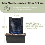 Indoor Fountain with LED Lights – Lighted Tabletop Water Feature with Stone Wall and Soothing Sound – Zen Décor for Home or Office by Pure Garden - Image 4