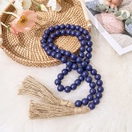 OMISHE 59in Wood Bead Garland with Tassels, Wooden Beads Garland, Decorative Beads Garland Decor, Farmhouse Beads Garland for Wall Hanging Home Festival Decor, Navy Blue - Image 9