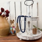 OMISHE 59in Wood Bead Garland with Tassels, Wooden Beads Garland, Decorative Beads Garland Decor, Farmhouse Beads Garland for Wall Hanging Home Festival Decor, Navy Blue - Image 3