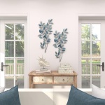 Deco 79 Metal Leaf Home Decor, Wall Art 15" x 1" x 32", Blue - Image 4