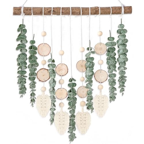 Sggvecsy 21’’ Eucalyptus Wall Hanging Decor Artificial Eucalyptus Plant Fake Greenery Leaves Boho Wall Decor with Wooden Stick for Bedroom Bathroom Kitchen Rustic Farmhouse Home Living Room Decoration - Image 1