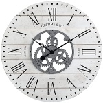 FirsTime & Co. White Shiplap Gears Wall Clock, Large Vintage Decor for Living Room, Home Office, Round, Wood and Plastic, Farmhouse, 27 inches - Image 7