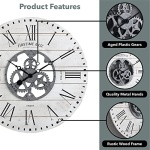 FirsTime & Co. White Shiplap Gears Wall Clock, Large Vintage Decor for Living Room, Home Office, Round, Wood and Plastic, Farmhouse, 27 inches - Image 3