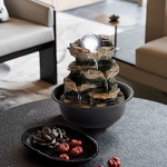 WICHEMI Indoor Fountains Tabletop Fountain Waterfall Fountain Indoor Water Feature Stacked Rocks Feng Shui Zen Meditation Relaxation Desktop Fountain with LED Light for Home and Office Decor(Style 5) - Image 5