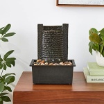 Indoor Fountain with LED Lights – Lighted Tabletop Water Feature with Stone Wall and Soothing Sound – Zen Décor for Home or Office by Pure Garden - Image 2