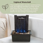 Indoor Fountain with LED Lights – Lighted Tabletop Water Feature with Stone Wall and Soothing Sound – Zen Décor for Home or Office by Pure Garden - Image 7