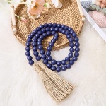 OMISHE 59in Wood Bead Garland with Tassels, Wooden Beads Garland, Decorative Beads Garland Decor, Farmhouse Beads Garland for Wall Hanging Home Festival Decor, Navy Blue - Image 4