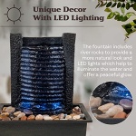 Indoor Fountain with LED Lights – Lighted Tabletop Water Feature with Stone Wall and Soothing Sound – Zen Décor for Home or Office by Pure Garden - Image 6