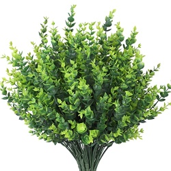 HTEEP 12Pcs artificial Boxwood shrubs, UV resistant and colorfast, outdoor artificial flowers, artificial farm greens, poplar stem false plants, gardens, offices