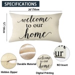 Ogiselestyle Farmhouse Pillow Covers with Welcome to Our Home Quotes 12 x 20 Inch Home Decorative Cushion Case for Sofa Couch Housewarming Gifts Family Room Décor - Image 2
