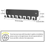 pickpiff 1 Pack Key Holder for Wall Adhesive, Key Hooks with 8 Hooks Wall Mounted, Black Key Hangers for Wall Decor No Drill for Living Room, Kitchen, Office - Image 2