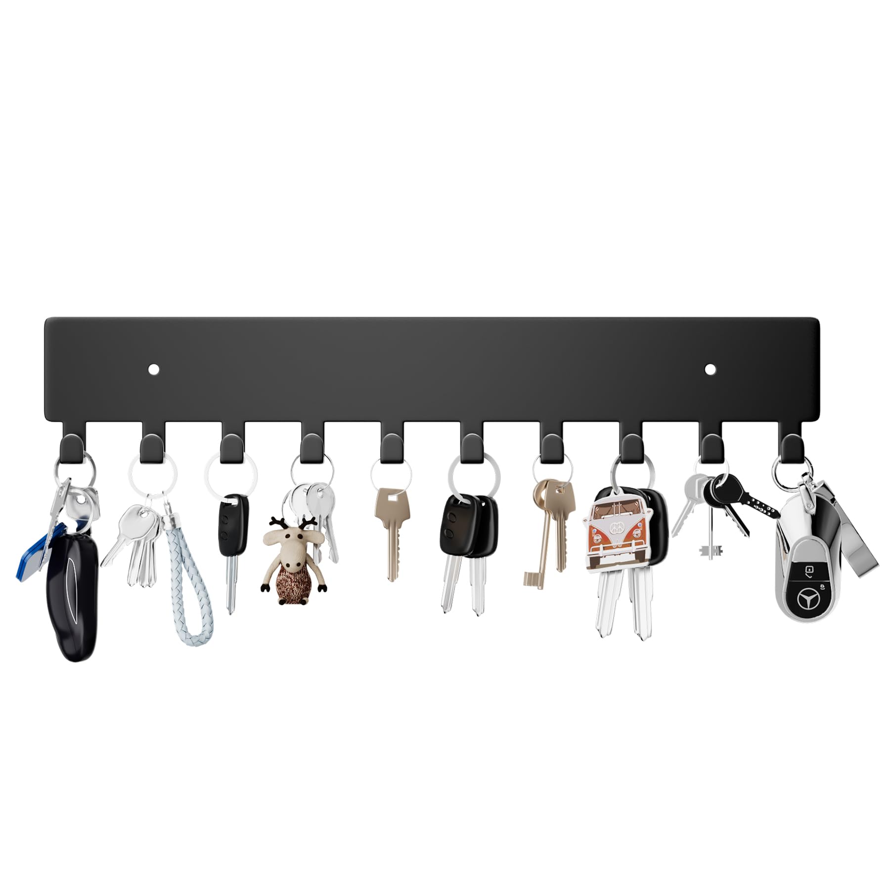 Version 1.0.0 GTK Key Holder for Wall, Key Hooks with 10 Hooks, Wall Mounted Key Holder for Hallway, Self Adhesive Key Rack(Black) - Image 1