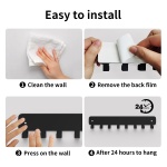 pickpiff 1 Pack Key Holder for Wall Adhesive, Key Hooks with 8 Hooks Wall Mounted, Black Key Hangers for Wall Decor No Drill for Living Room, Kitchen, Office - Image 5