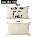 Ogiselestyle Farmhouse Pillow Covers with Welcome to Our Home Quotes 12 x 20 Inch Home Decorative Cushion Case for Sofa Couch Housewarming Gifts Family Room Décor - Image 3