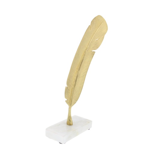 CosmoLiving by Cosmopolitan Aluminum Metal Bird Decorative Sculpture Feather Home Decor Statue, Accent Figurine 6" x 2" x 12", Gold - Image 5