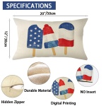 Ogiselestyle Patriotic Blue Popsicle Pillow Cover 12x20 Inch 4th of July Decorative Pillows Case Independence Day Decor Cushion Case for Sofa Couch - Image 2