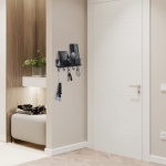 HappyHapi Key Holder for Wall Decorative, Entryway Key Hooks, Wall Mounted Key Rack with 5 Hooks, Metal Wire Mesh Basket Mail Holder, 9.8”Lx2.1”Wx4.1”H - Image 2