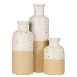 Ceramic Vases for Home Decor - Flower Vase Rustic Handmade Decorative, Set of 3 Bicolor Modern Vases for Centerpiece Accent, Pampas Grass, Dried Flowers, Decorative Touch to Any Room's Decor Cynkeyee