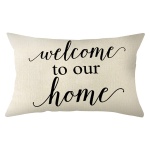 Ogiselestyle Farmhouse Pillow Covers with Welcome to Our Home Quotes 12 x 20 Inch Home Decorative Cushion Case for Sofa Couch Housewarming Gifts Family Room Décor