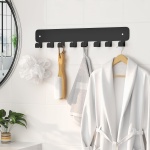 pickpiff 1 Pack Key Holder for Wall Adhesive, Key Hooks with 8 Hooks Wall Mounted, Black Key Hangers for Wall Decor No Drill for Living Room, Kitchen, Office - Image 3