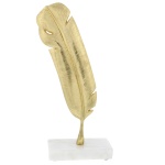 CosmoLiving by Cosmopolitan Aluminum Metal Bird Decorative Sculpture Feather Home Decor Statue, Accent Figurine 6" x 2" x 12", Gold