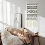 Dremisland Macrame Woven Wall Hanging Tapestry- Boho Chic Bohemian Home Decor Geometric Art Decor Boho Backdrop - Beautiful Apartment Dorm Room Door Decoration, 17.7" W x 32" L (Sendia-Black) - Image 5