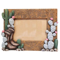 The Bridge Collection 4x6 Western Boots and Cactus Picture Frame - Western Home Decor Items - Picture Frame for Western, Cowgirl, or Country Decor