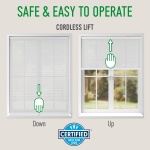 CALYX INTERIORS Pleated Fabric Window Shade, Light Filtering, Cordless, 46.5" W x 48" H, White - Image 6