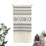 Dremisland Macrame Woven Wall Hanging Tapestry- Boho Chic Bohemian Home Decor Geometric Art Decor Boho Backdrop - Beautiful Apartment Dorm Room Door Decoration, 17.7" W x 32" L (Sendia-Black)