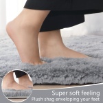 LOCHAS Fluffy Gray Bedroom Rug 2.6' x 5.3', Shaggy Area Rug for Bedroom Bedside, Soft Oval Throw Rugs Carpet for Living Room Kids Girls Home Decor - Image 6