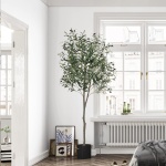 VIAGDO Artificial Olive Tree 6ft Tall Fake Potted Olive Silk Tree with Planter Large Faux Olive Branches and Fruits Artificial Tree for Home Office Living Room Decor Indoor, 1176 Leaves - Image 3