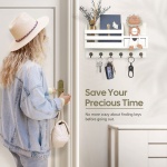 FifthQuarter Key and Mail Holder For Wall, Mail Organizer Wall Mount with 6 Hooks and Storage Drawer, Easy Installation Key Rack for Entryway and Home Decor (A-White) - Image 3