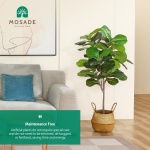 MOSADE Artificial Fiddle Leaf Fig Tree 50" Fake Potted Ficus Lyrata Plant with Handmade Seagrass Basket, Perfect Faux Plants Home Décor for Indoor Outdoor Office Porch Balcony Bedroom Bathroom Gift - Image 4