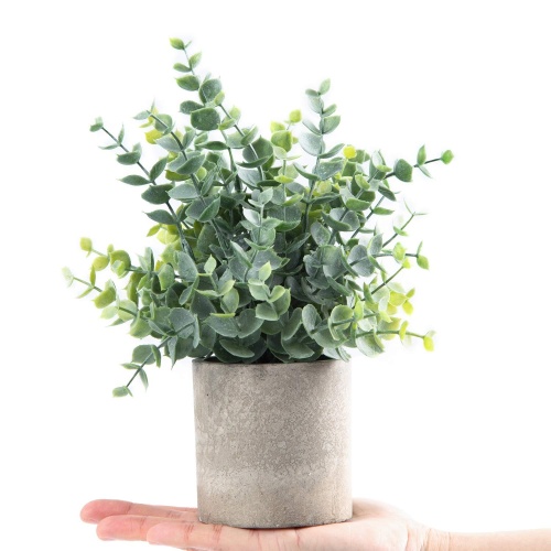 Coferset 2 Pack Small Fake Plants Eucalyptus Potted Artificial Plants for Shelf Desk Home Bathroom Farmhouse Room Coffee Table Decor (Sage Green) - Image 7