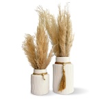 White Large Ceramic Vase Set of 2, Modern Farmhouse Home Decor Accents, Rustic Décor and Accessories for Living Room, Dining Table and Mantle, Coffee Table Centerpiece Decorations, Trendy Boho Vases